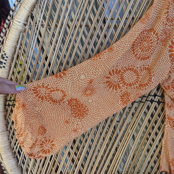 Equipment M Vintage 90s Silk Blouse Orange Floral - Picture 9 of 16